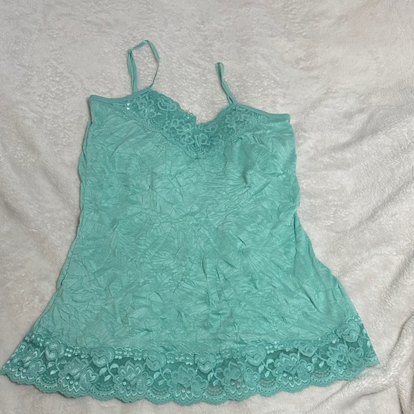 Maurices Tops - Maurices Aqua Lace-Trim Camisole